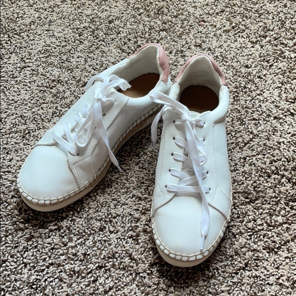 White & Pink Espadrille Tennis Shoes 8